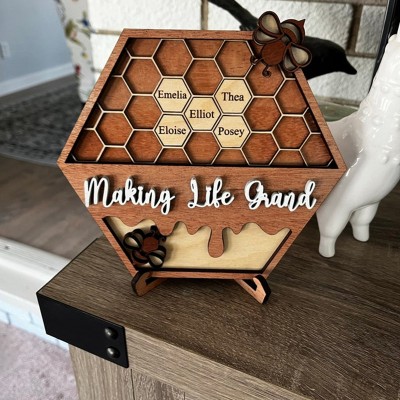 Personalisierte Bienenstock Familie Holz Zeichen für Oma Mama Weihnachtsgeschenk