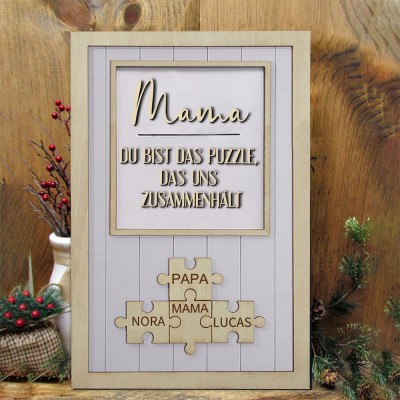 Benutzerdefinierte Mama Puzzle Zeichen mit Namen Stück Das Uns Zusammen für Muttertag Geschenk Hält