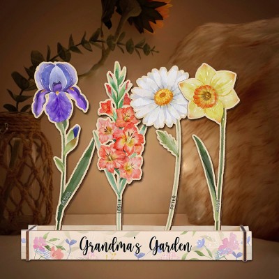 Benutzerdefinierte Holz Geburt Blume Großmutters Garten Home Decor für Familie Weihnachtsgeschenk