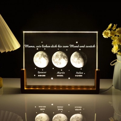 Personalisierte Mama Mondphase Nachtlicht von Datum für Muttertag Geschenk