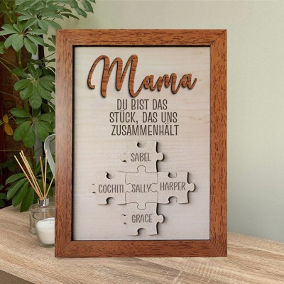 Benutzerdefinierte Mama Puzzle Zeichen mit Namen Stück Das Uns Zusammen für Muttertag Geschenk Hält