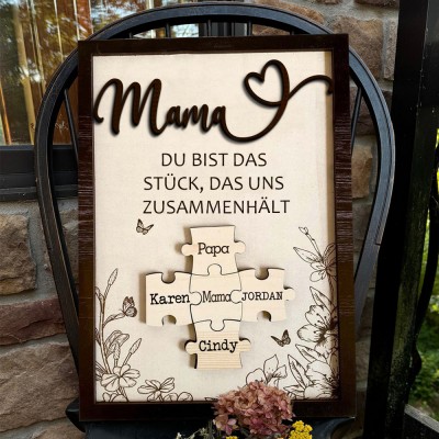 Benutzerdefinierte Mama Puzzle Zeichen mit Namen Stück Das Uns Zusammen für Muttertag Geschenk Hält