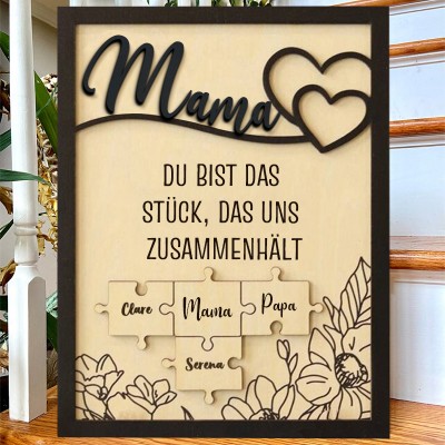 Benutzerdefinierte Mama Puzzle Zeichen mit Namen Stück Das Uns Zusammen für Muttertag Geschenk Hält