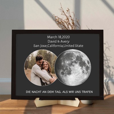 Benutzerdefinierte Paar Mondphase Holz Zeichen für Valentinstag Geschenk Liebe dich zum Mond und zurück