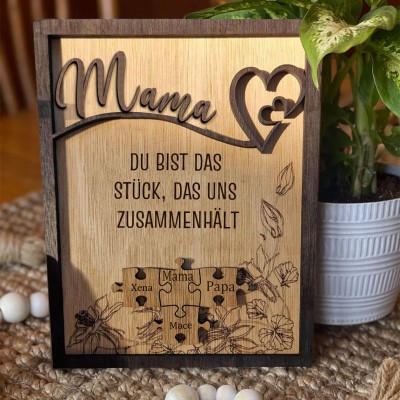 Benutzerdefinierte Mama Puzzle Zeichen mit Namen Stück Das Uns Zusammen für Muttertag Geschenk Hält