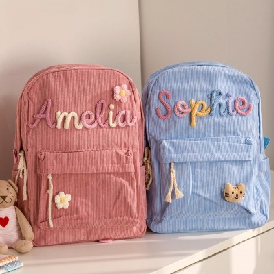 Personalisierter Kinderrucksack mit Namen, Schultasche für Mädchen und Jungen, Geschenk zum Schulanfang