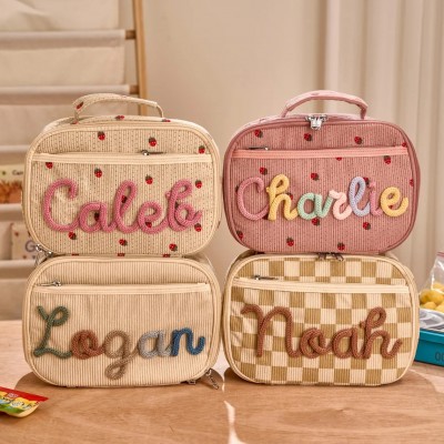 Personalisierte Lunchtasche mit Namen für Kinder, Schultasche für Kleinkinder, Geschenk für Mädchen und Jungen zum Schulstart