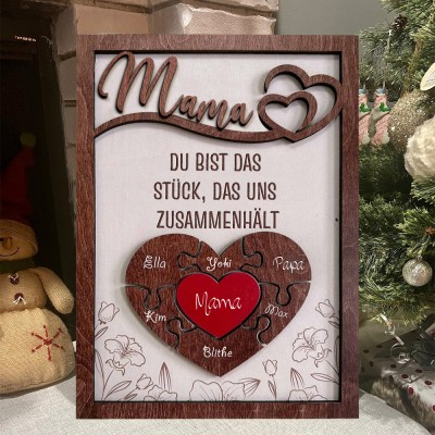 Benutzerdefinierte Mama Puzzle Zeichen mit Namen Stück Das Uns Zusammen für Muttertag Geschenk Hält