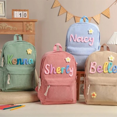Personalisierter Kinderrucksack mit Namen, Schultasche für Mädchen und Jungen, Geschenk zum Schulanfang