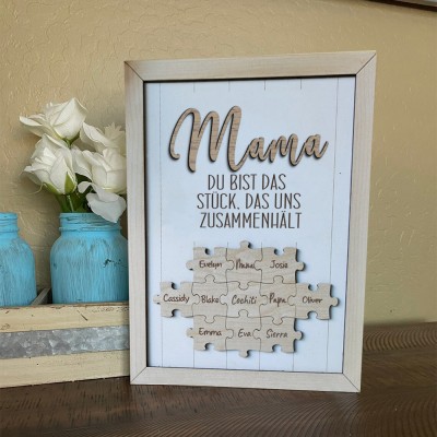 Benutzerdefinierte Mama Puzzle Zeichen mit Namen Stück Das Uns Zusammen für Muttertag Geschenk Hält