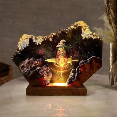 Kunstharz Holz Tischlampe Kunst Home Decor
