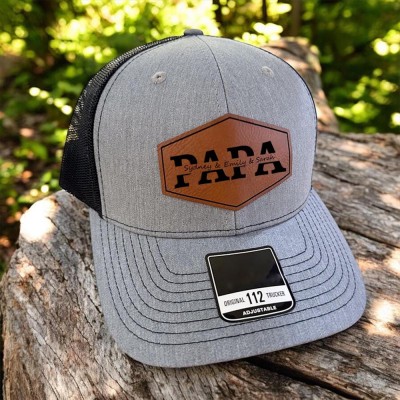 Personalisierte Papa-Mütze mit Lederaufnäher Baseballkappe