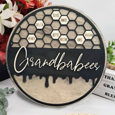 Personalisierte Grandbabees Zeichen Bee Hive Familie für Oma Mama Weihnachtsgeschenk