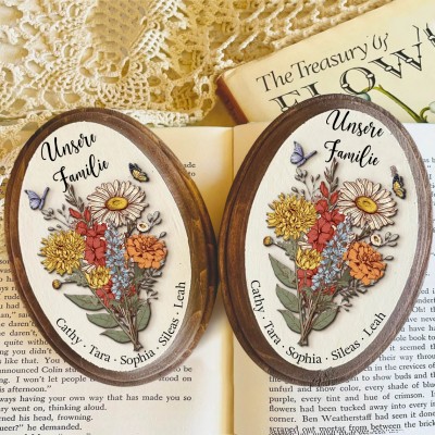 Personalisierte Geburt Blumenstrauß Kunst Oval Holz Zeichen für Familie Mama Oma Muttertag Geschenk