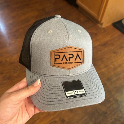 Personalisierte Papa-Mütze mit Lederaufnäher Baseballkappe