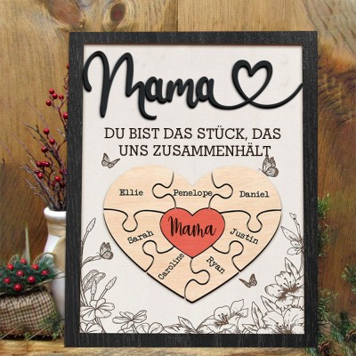 Benutzerdefinierte Mama Puzzle Zeichen mit Namen Stück Das Uns Zusammen für Muttertag Geschenk Hält