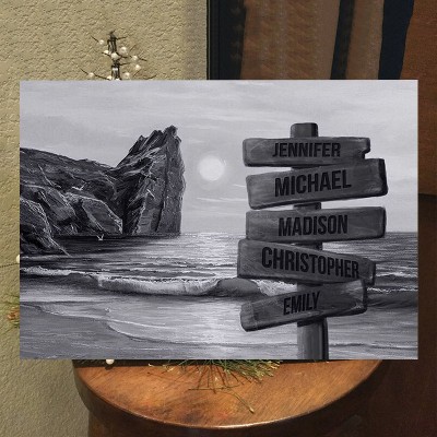 Personalisierte Nachname Geburtsdatum Vintage Straße Zeichen mehrere Namen Premium-Leinwand Wandkunst Bestes Geschenk