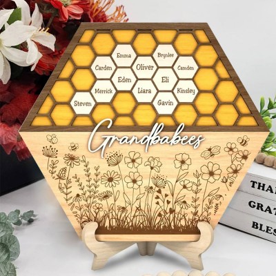 Personalisierte Grandbabees Zeichen Bee Hive Familie für Oma Mama Weihnachtsgeschenk