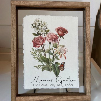Benutzerdefinierte Mama's Garden Geburt Blume Familie Bouquet Frame Home Kunst für Weihnachten Geschenkideen
