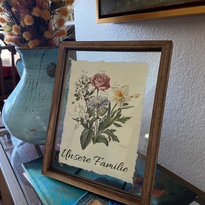 Benutzerdefinierte Geburt Blume Familie Bouquet Frame Antike Home Art für Mama Oma Weihnachtsgeschenk