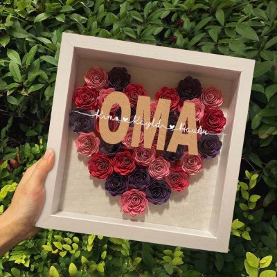Benutzerdefinierte Oma Blume Schatten Box mit Kindernamen für Muttertag Geschenk