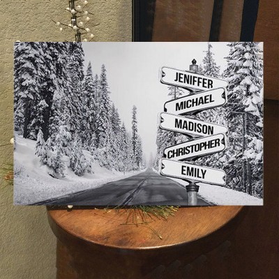 Personalisierte Nachname Geburtsdatum Vintage Straße Zeichen mehrere Namen Premium-Leinwand Wandkunst Bestes Geschenk