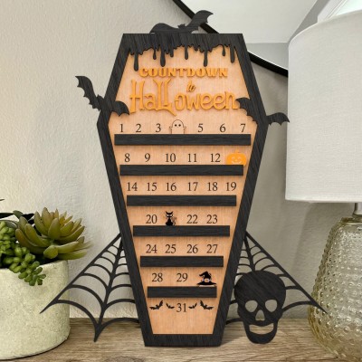 Countdown zu Halloween Kalender Holzschild mit beweglichem Geist