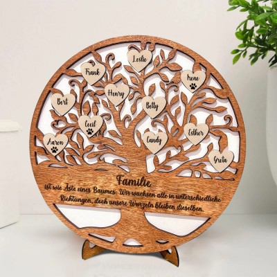 Personalisierte Holz Familie Baum Zeichen Home Art Decor für Weihnachten Familie Jahrestag Geschenk