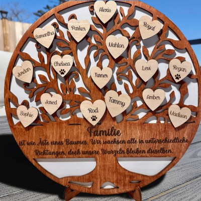 Personalisierte Holz Familie Baum Zeichen Home Wall Art Decor für Weihnachten Familie Jahrestag Geschenk