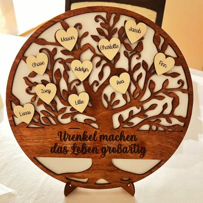Personalisierte Holz Familie Baum Zeichen Home Wall Art Decor für Weihnachten Familie Jahrestag Geschenk