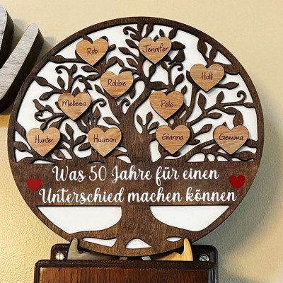 Personalisierte Holz Familie Baum Zeichen Home Wall Art Decor für Weihnachten Familie Jahrestag Geschenk