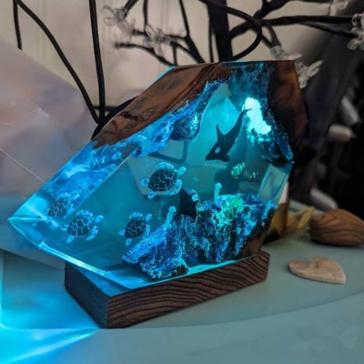 Ozean Harz Holz Kunst Lampe