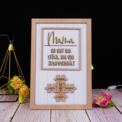Personalisierte Mama Puzzle Zeichen einzigartige Holzschild für Muttertag Weihnachtsgeschenk