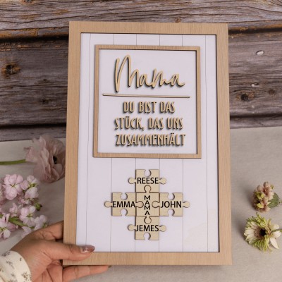 Personalisierte Mama Puzzle Zeichen einzigartige Holzschild für Muttertag Weihnachtsgeschenk