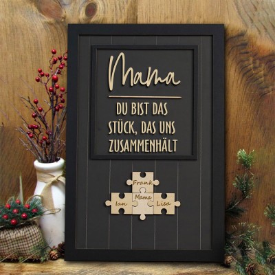 Benutzerdefinierte Mama Puzzle Zeichen mit Namen Stück, das uns zusammen für Muttertag Geschenkideen hält