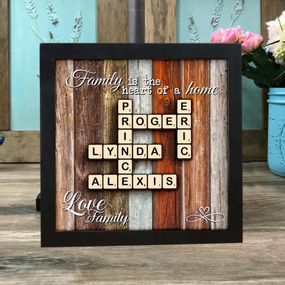 Personalisiertes Kreuzworträtsel-Scrabble-Karten-Namensschild für die Familie – als Weihnachts- oder Jahrestagsgeschenk