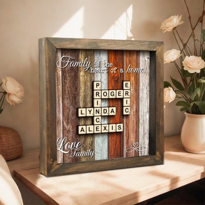 Personalisiertes Kreuzworträtsel-Scrabble-Karten-Namensschild für die Familie – als Weihnachts- oder Jahrestagsgeschenk