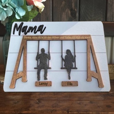 Benutzerdefinierte Familie Schaukel Set Zeichen Danke für die Höhen und Tiefen für Mama Oma Weihnachtsgeschenk
