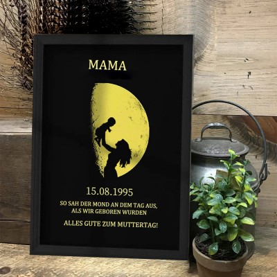 Benutzerdefinierte Mondphase Kunstrahmen für Mama Oma Muttertag Geschenk