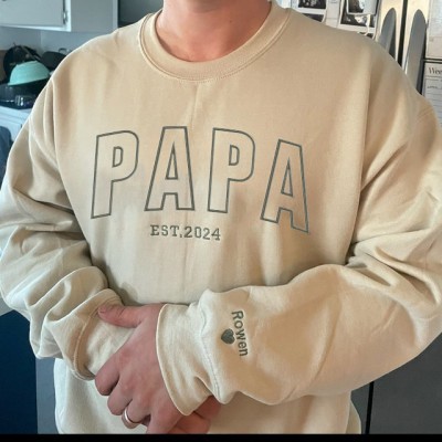 Benutzerdefinierte Papa Bestickt Sweatshirt Hoodie mit Kindern Name auf Ärmel für Vatertag Geschenk