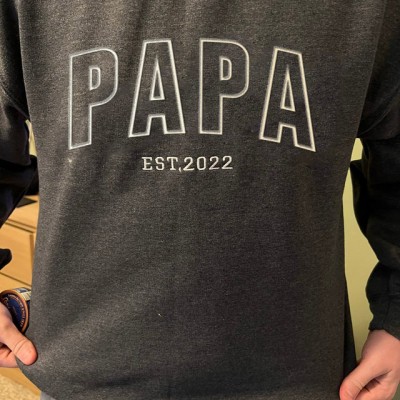 Benutzerdefinierte Papa Bestickt Sweatshirt Hoodie mit Kindern Name auf Ärmel für Vatertag Geschenk