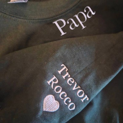 Benutzerdefinierte Vater Bestickt Sweatshirt Hoodie mit Kindern Name auf Ärmel für Vatertag Geschenk