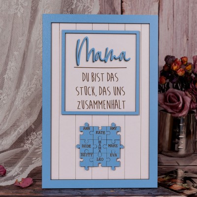 Personalisierte Mama Puzzle Zeichen einzigartige Holzschild für Muttertag Weihnachtsgeschenk