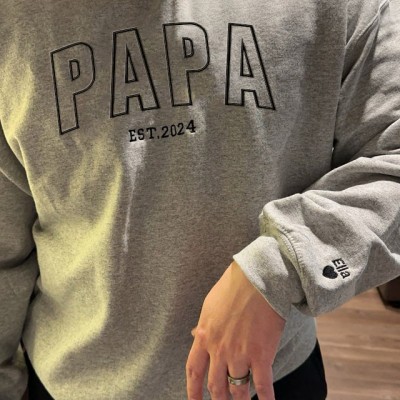 Benutzerdefinierte Vater Bestickt Sweatshirt Hoodie mit Kindern Name auf Ärmel für Vatertag Geschenk