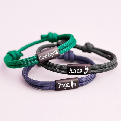 Personalisierte Männer-Armband mit Perle für Papa Vatertag Geschenkideen