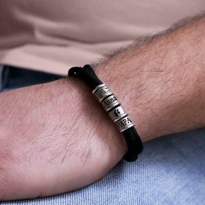 Benutzerdefinierte Männer-Armband mit benutzerdefinierten Perlen Geschenk für Papa Vatertag