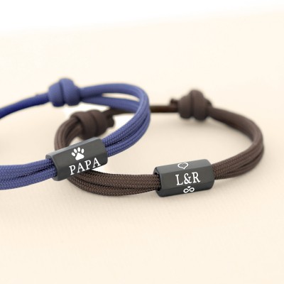 Personalisiertes Männerarmband mit Hexahedral Bead für Ehemann Vater Freund Geschenkideen