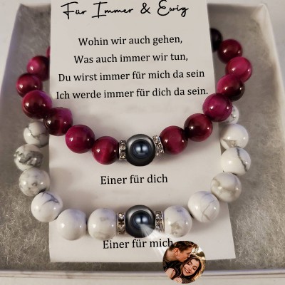 Personalisierte Bild im Inneren Armband mit langen Abstand magnetische Design für Frau Ehemann