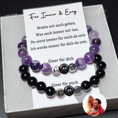 Satz von 2 Matching Magnetische Paar Armband mit Bild im Inneren für Frau Hochzeit Geschenke