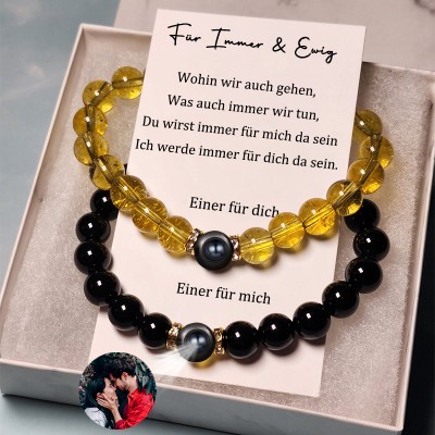 Personalisiertes Set Magnetarmband mit Foto Minimalist Memorial Design für Paar Geburtstagsgeschenke